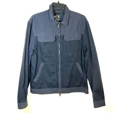Jaqueta masculina AX Armani Exchange tamanho XL zíper completo lona azul jeans nylon slim fit comprar usado  Enviando para Brazil