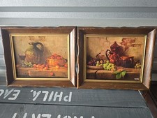 Caixa de sombra antiga de madeira de pinho 11" x 13" moldura dourada traseira de madeira comprar usado  Enviando para Brazil
