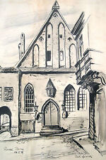 Richard Sprick 1901-1968 Bad Salzuflen rysunek tuszem Reval Tallinn Giełda 1939 na sprzedaż  Wysyłka do Poland