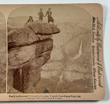 Nearly Mile Straight Down & Only Step Yosemite from Glacier Point Cal Stereoview, usado comprar usado  Enviando para Brazil