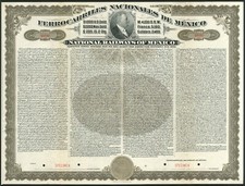 Usado, México, Ferrovias Nacionais do México, fiança de 4% por US$ 1000, 1907, ESPÉCIMEN comprar usado  Enviando para Brazil