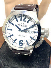 Relógio masculino TW aço CE1005 CEO cantina quartzo mostrador branco dia data couro 45mm, usado comprar usado  Enviando para Brazil