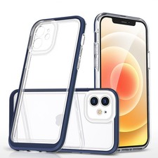 Używany, Clear 3in1 etui do iPhone 12 żelowy pokrowiec z ramką niebieski na sprzedaż  PL