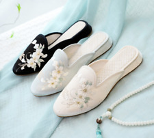 Chinelos femininos bordados de cetim sapatos de tecido primavera verão chinelos comprar usado  Enviando para Brazil