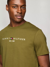 Tommy Hilfiger Logo Koszula męska T-shirt Okrągły dekolt oliwkowa zieleń Rozmiar M - XXL na sprzedaż  Wysyłka do Poland