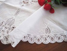 Elegante Toalha de Mesa de Algodão Redonda Branca Bordado de Flor de Renda Batten Mão B comprar usado  Enviando para Brazil
