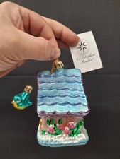 Ornamento de vidro móvel Christopher Radko Tweet Suite Birdhouse 5" com pássaro azul comprar usado  Enviando para Brazil