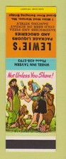Matchbook cover lewie for sale  USA