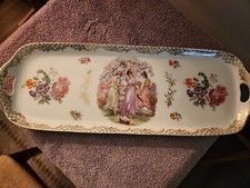 Lindo prato sanduíche vintage floral bávaro 17" comprar usado  Enviando para Brazil