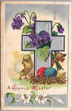Usado, Cartão postal vintage "Uma Páscoa alegre" em relevo Saver Cross / Baby Chick / Lilies comprar usado  Enviando para Brazil