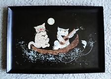 Antigo COUROC TRAY 10,75"x 15,5" OWL & THE PUSSYCAT Fish Boat Moon Love Guitar MCM, usado comprar usado  Enviando para Brazil