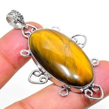Pingente de prata esterlina 925 feito à mão pedra preciosa olho de tigre natural 2,36" presente d450 comprar usado  Enviando para Brazil