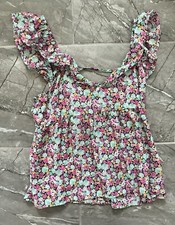 Blusa feminina moda boutique rosa e turquesa floral, usado comprar usado  Enviando para Brazil