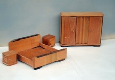 Casa de bonecas miniatura quarto Crailsheimer com guarda-roupa e laterais de mesa de cabeceira comprar usado  Enviando para Brazil