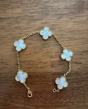 Pulseira trevo Van Cleef & Arpels Alhambra branca e dourada comprar usado  Enviando para Brazil