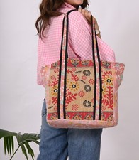 bolsas boho feitas à mão, bolsa kantha vintage, bolsa kantha gudri, bolsa de compras de supermercado, usado comprar usado  Enviando para Brazil
