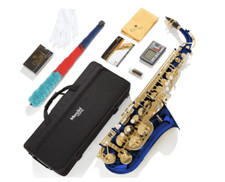 Saxofone Tenor Alto Mendini By Cecilio para Iniciantes Azul com Teclas Douradas, Afinador, usado comprar usado  Enviando para Brazil