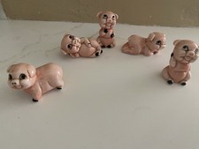 Estatuetas miniaturas vintage de porcelana porco do Japão conjunto de 5 mini família de porquinhos rosa MCM, usado comprar usado  Enviando para Brazil