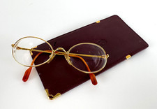 Cartier autêntico 51-19-135 armação de fio dourado óculos lente transparente bolsa de couro logotipo comprar usado  Enviando para Brazil