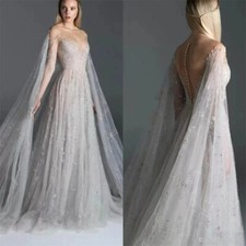 Vestido de noiva de renda manga comprida bordado princesa praia vestidos de noiva linha A comprar usado  Enviando para Brazil