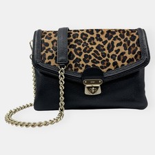 Bolsa tiracolo Saba preta e marrom com estampa de animais alça de corrente de couro comprar usado  Enviando para Brazil