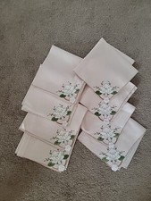 Conjunto Vintage de 8 GUARDANAPOS DE MESA DE ALGODÃO canto aplicado 40cm quadrado tamanho jantar comprar usado  Enviando para Brazil