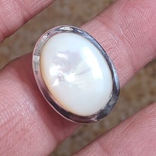 Anel de presente natural de prata esterlina 925 com madrepérola sólida, todos os tamanhos disponíveis comprar usado  Enviando para Brazil