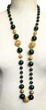 Oro Vintage Tono Imitación Malaquita Filigrana Forma de Bola 35" Collar comprar usado  Enviando para Brazil