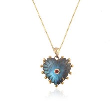 Collar Corazón Labradorita Chapado en Oro Circonita cúbica Tallada Piedras Preciosas Joyería Regalo para Ella segunda mano  Embacar hacia Mexico