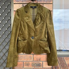 Blazer de veludo verde musgo feminino vintage taco jaqueta estruturada tamanho 8, usado comprar usado  Enviando para Brazil