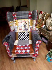 Wingback armchair patchwork for sale  MARKET HARBOROUGH