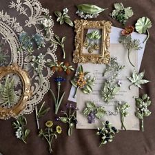 Broches retro de hoja de planta verde alfileres perlas flores para mujer cuello joyería regalos segunda mano  Embacar hacia Mexico