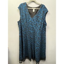 Vestido Studio One New York feminino 22W bainha de crochê preto azul-petróleo floral carreira  comprar usado  Enviando para Brazil