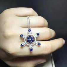Pingente amuleto de flor de safira corte redondo 2,0 quilates criado em laboratório folheado a ouro branco 14k comprar usado  Enviando para Brazil