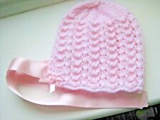 LINDO BONÉ DE BEBÊ TRICOTADO À MÃO ROSA TAMANHO RECÉM-NASCIDO (6) comprar usado  Enviando para Brazil