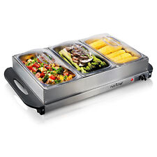 Aquecedor de alimentos Nutrichef NutriChef elétrico 3 bandejas servidor buffet placa quente (danificado) comprar usado  Enviando para Brazil