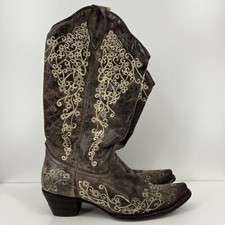 Botas Corral Vintage Feminina 7M Marrom Cratera Osso Bordado Cowboy Western A1094, usado comprar usado  Enviando para Brazil
