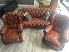 Genuine leather chesterfield for sale  POTTERS BAR