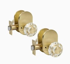 Pacote com 2 maçanetas de porta de cristal douradas para quarto/banheiro com trava de privacidade comprar usado  Enviando para Brazil