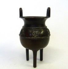 CHIŃSKI MINIATUROWY BRĄZ STATYW DING CAULDRON CENSER, DYNASTIA QING, używany na sprzedaż  Wysyłka do Poland