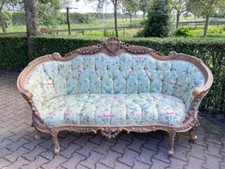 Sofá sofá francês Louis XVI vintage dourado faia pistache damasco estofado, usado comprar usado  Enviando para Brazil