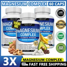 1-3PACOTES Complexo de Magnésio 1000mg, 8 Magnésio Elemental, Sem Glúten-Não-OGM comprar usado  Enviando para Brazil