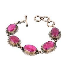 Pulseira ajustável presente mãe cobre joia feita à mão pedra preciosa Rubi da Caxemira 6.0 comprar usado  Enviando para Brazil