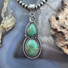 Colgante para mujer de plata de ley estilo suroeste 2 turquesa decorado segunda mano  Embacar hacia Mexico