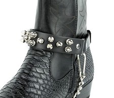 Bota corrente de couro premium cravada starp punk gótico motociclistas thrash metal faroeste comprar usado  Enviando para Brazil