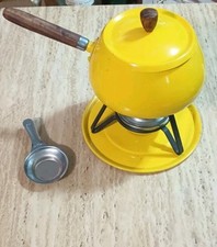 Vaso amarelo mostarda vintage meados do século com suporte + queimador fondue, panela de acampamento  comprar usado  Enviando para Brazil