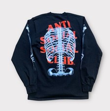 Camiseta clube social anti-social adulto média preta L/S peito esqueleto ASSC comprar usado  Enviando para Brazil