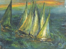 Bateaux peinture huile d'occasion  Expédié en France