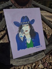 Arte ocidental vaqueira com revólver pintura original em tela assinada e datada comprar usado  Enviando para Brazil