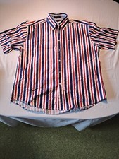 Camisa masculina Tommy Hilfiger grande vermelha branca azul casual botão manga curta 0416 comprar usado  Enviando para Brazil